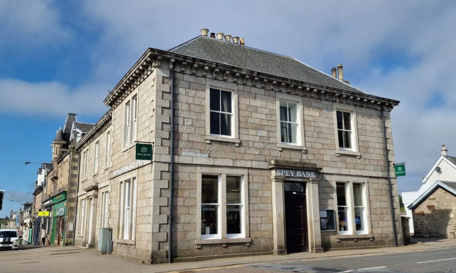 The building on High Street in Strathspey is a former Bank of Scotland. Image: Spey Bank Studio.