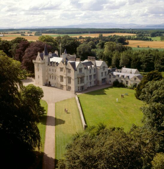 Aerial view of Brodie Castle in Moray.
