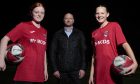 Tim Bell, of Mods, with Aberdeen FC starlets Emily Smith and Erin Carrol.