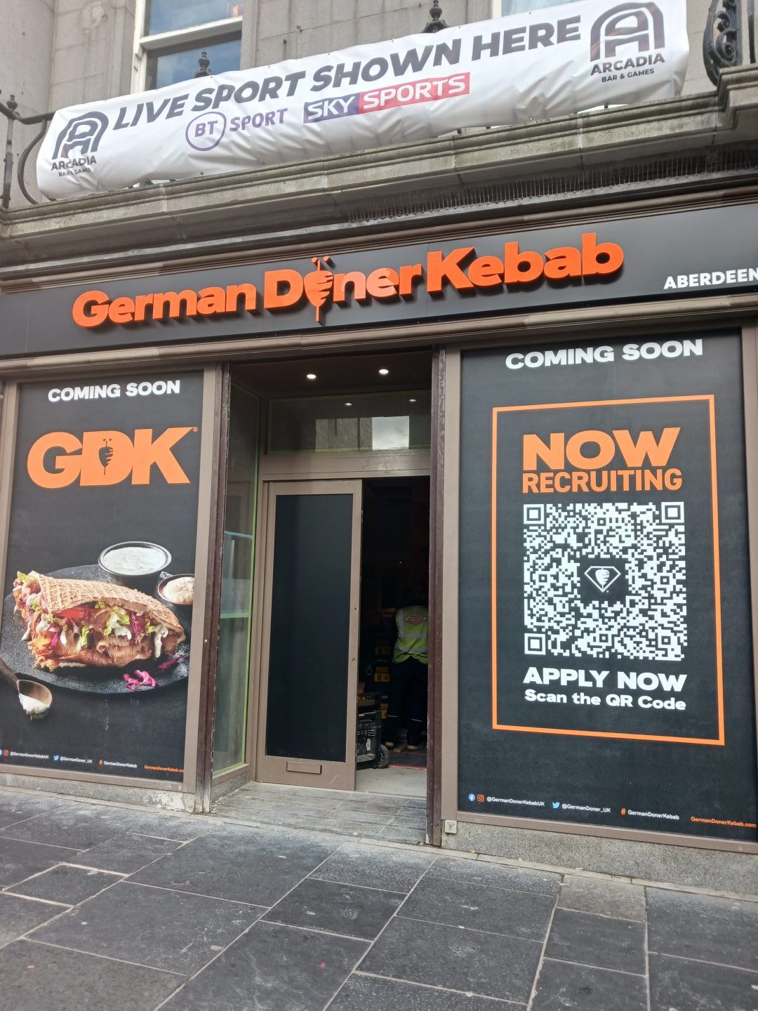 The outside of the new German Doner Kebab shop