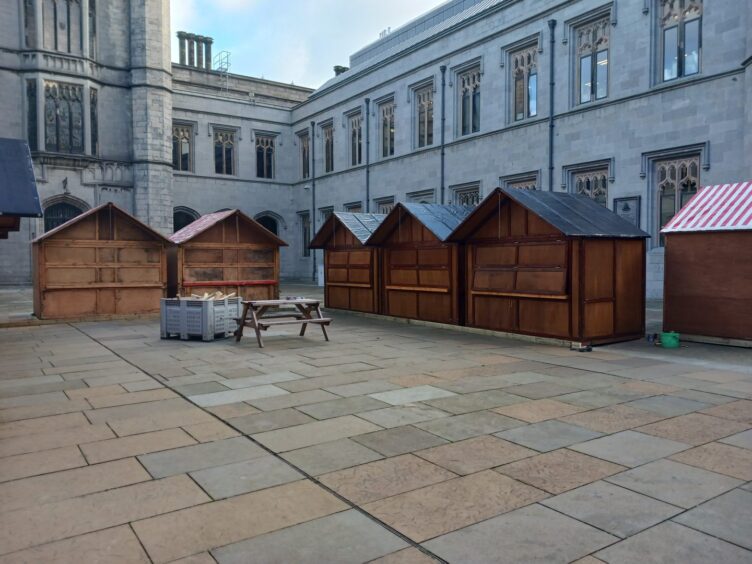 Aberdeen Christmas market stalls.