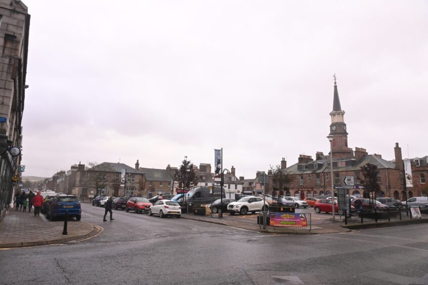 Stonehaven Town Centre, which has experienced no disruption during Storm Babet.