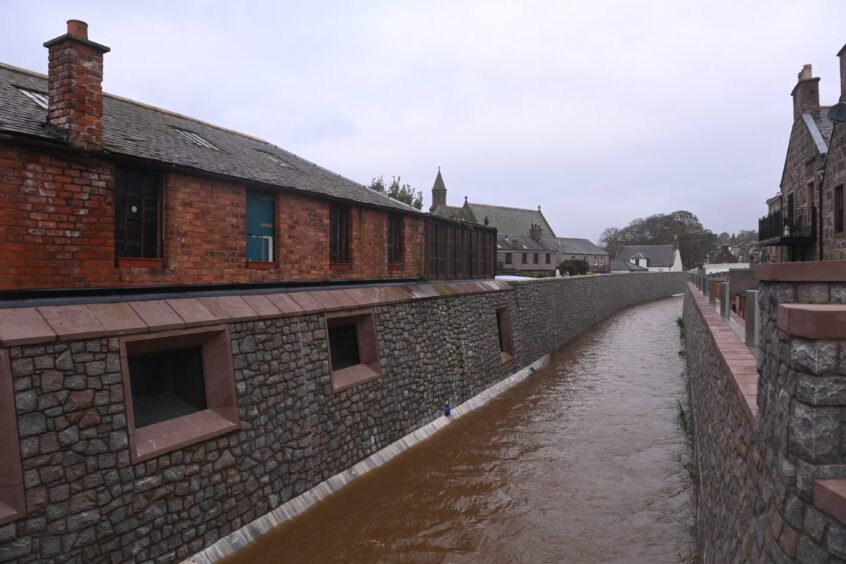 High Rivers after Storm Babet in Stonehaven. 