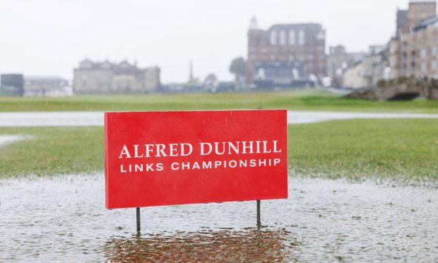 The adverse weather conditions that led to play being abandoned at the Alfred Dunhill Links Championship. Image: SNS