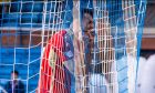 Aberdeen's Bojan Miovski looks dejected as he bites the net in frustration during the defeat at Kilmarnock.