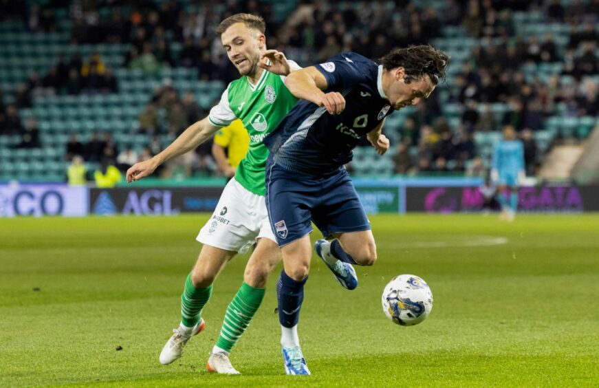 Ross County's James Brown in action against Hibernian.