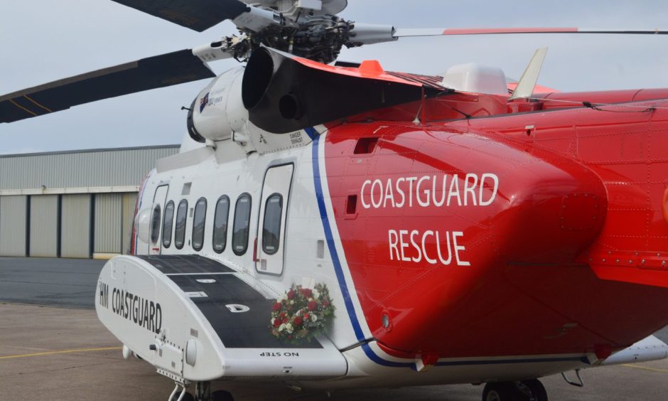 A coastguard rescue helicopter.