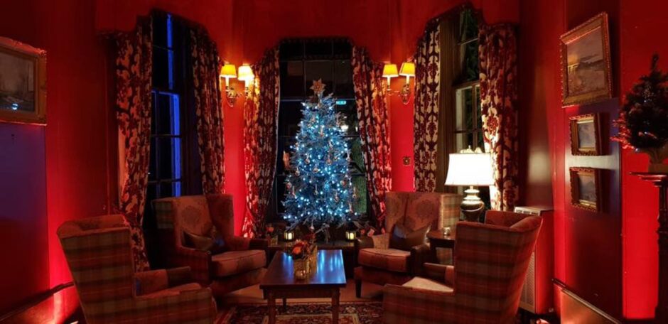 Christmas tree at Pittodrie House for Christmas family events