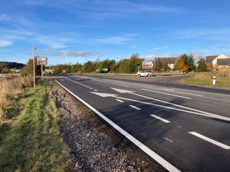 The A96 junction near Huntly where the flashing signs have stopped working.