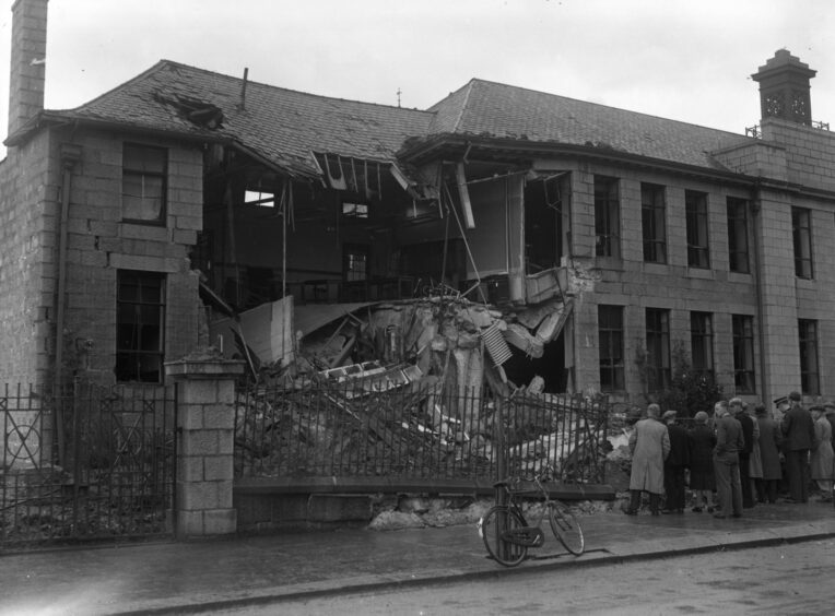 Picture shows; Peterhead Academy suffered damage during a German bombing raid. Aberdeen. Supplied by DCT Archives