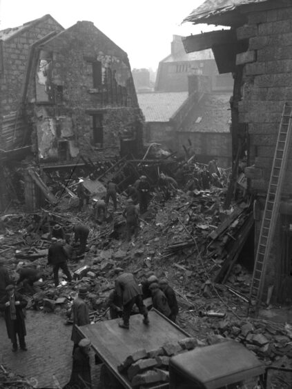 Picture shows; The aftermath of a German bombing raid on Aberdeen. Supplied by DCT Archives