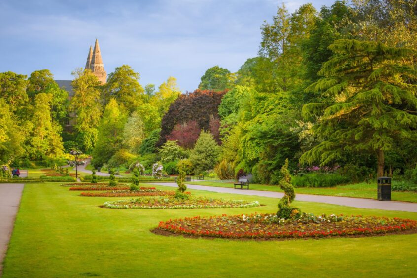 the formal gardens in Seaton Park, one of the parks and gardens in Aberdeen