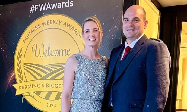 Craig and Claire Grant at the 2023 Farmers Weekly Awards in London.