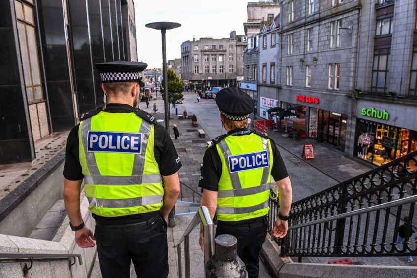 Police patrolling in Aberdeen. 