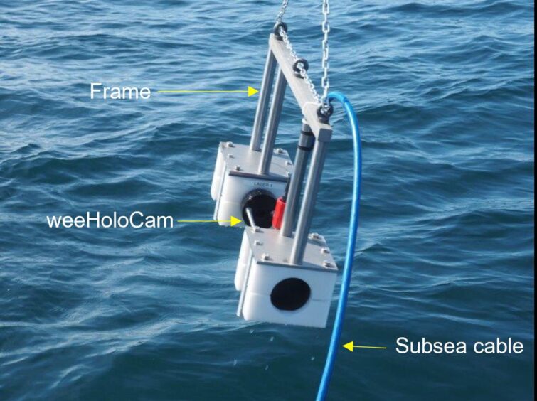 Deployment of "WeeHoloCam" forr holographic image capture in the North Sea. 