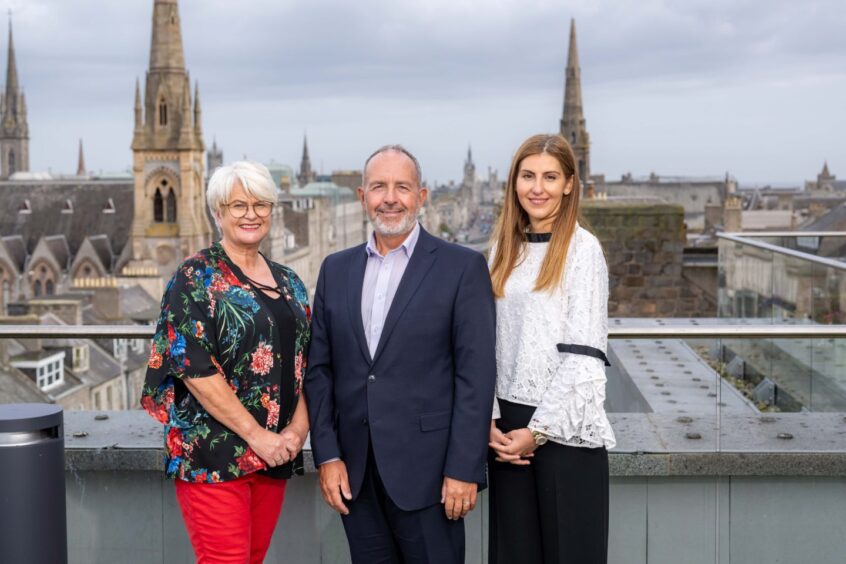 Elevator programme and events operations manager Karen Clark, chief executive Gary McEwan and Aberdeen programme manager Sireen Adwan.