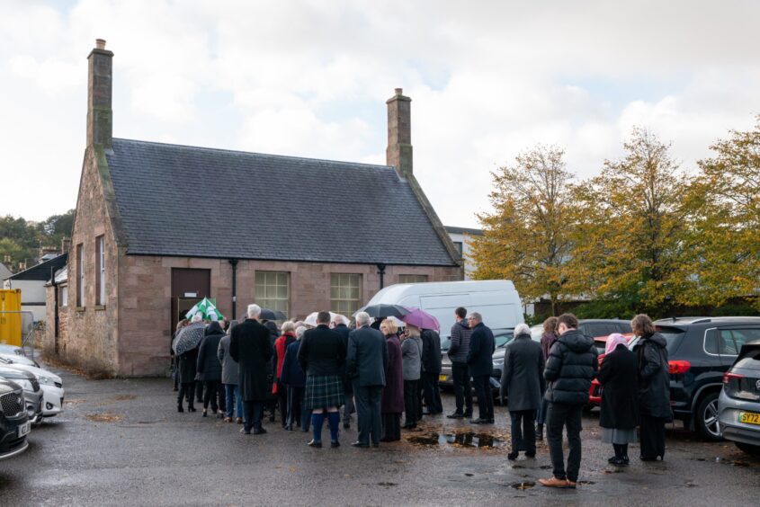 Crowds gather at Kirsteen Maclennan's funeral.