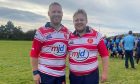 To go with story by Danny Law. Father and son Adam (left) and Sam Harrison who play for Moray Rugby Club.  Image supplied by Moray Rugby Club.