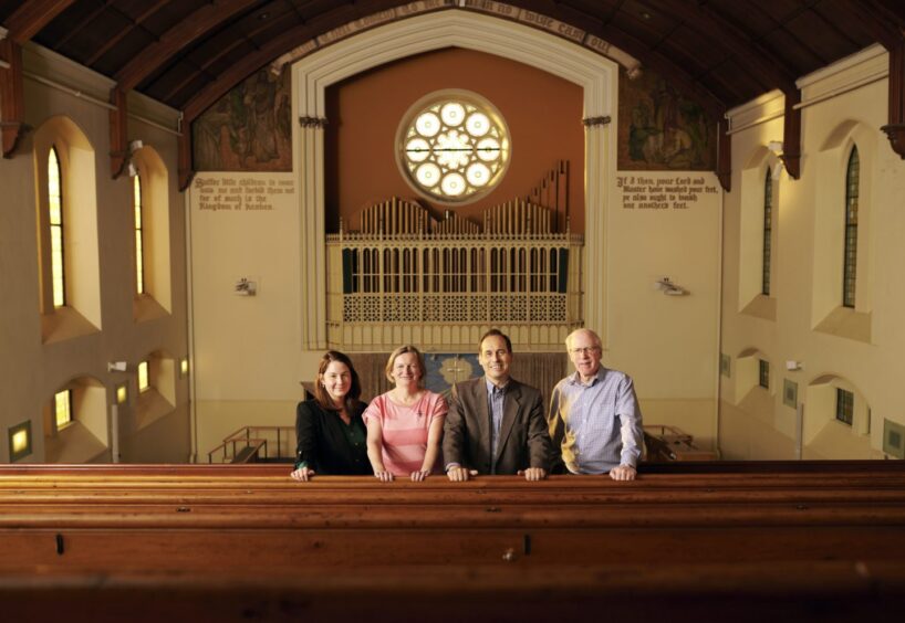 Leila Turner-Smith, Gill Redman, Martin Greig and Gordon Fettes pictured inside the church.