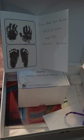 Emily Hilton's memory box, given to the Ullapool mum on the day she lost her baby.