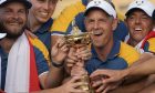 Europe captain Luke Donald, centre, with the Ryder Cup