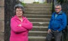 Family fear broken steps and handrail could lead to someone's death in Banchory. Pictured are Dorothy and George Cruickshank.