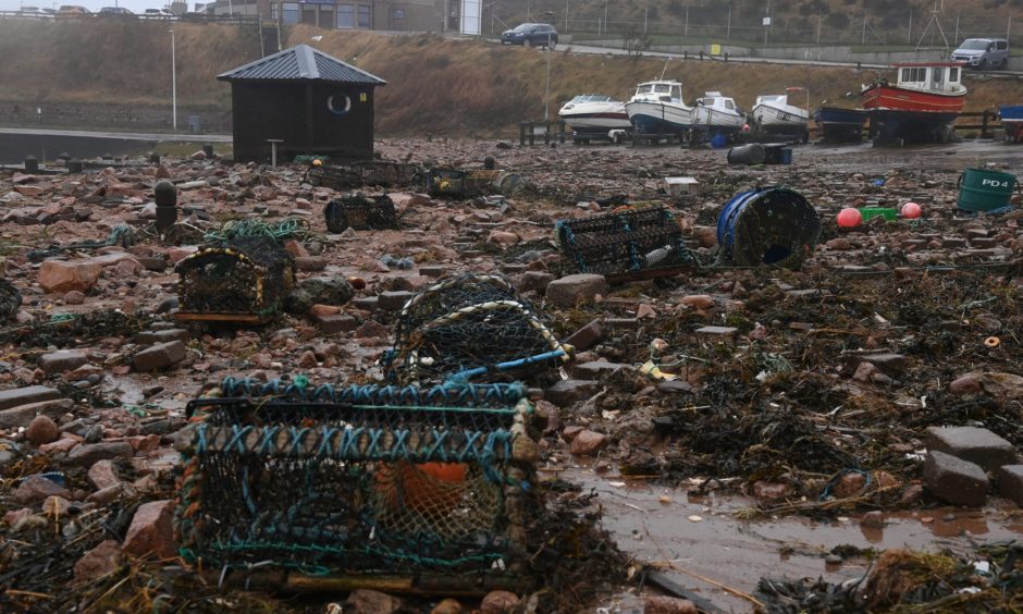 Storm Damage at Boddam Harbour.