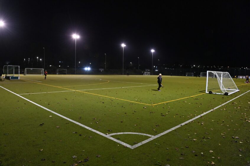 The 2G hockey pitch at The Meadows on a recent dark night