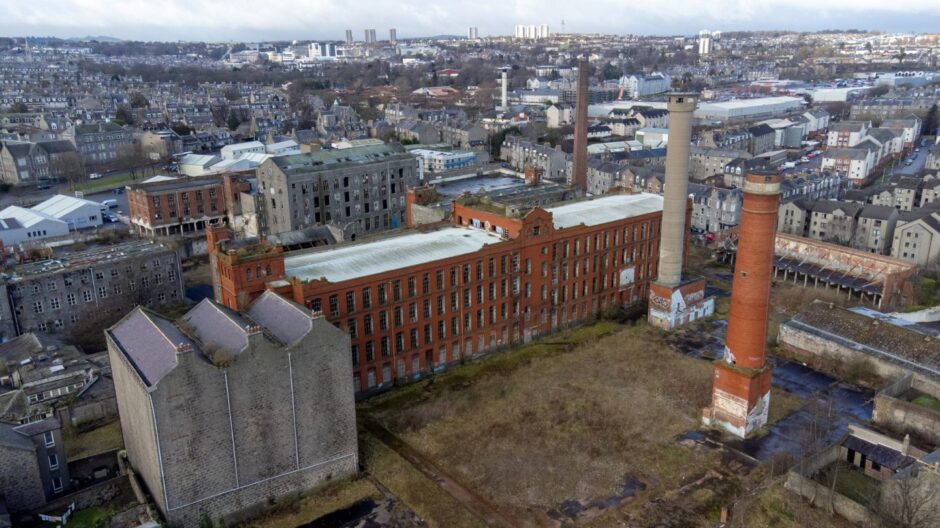 An aerial view of the dozens of buildings which make up the A-listed Broadford Works in Aberdeen. Image: Kenny Elrick/DC Thomson