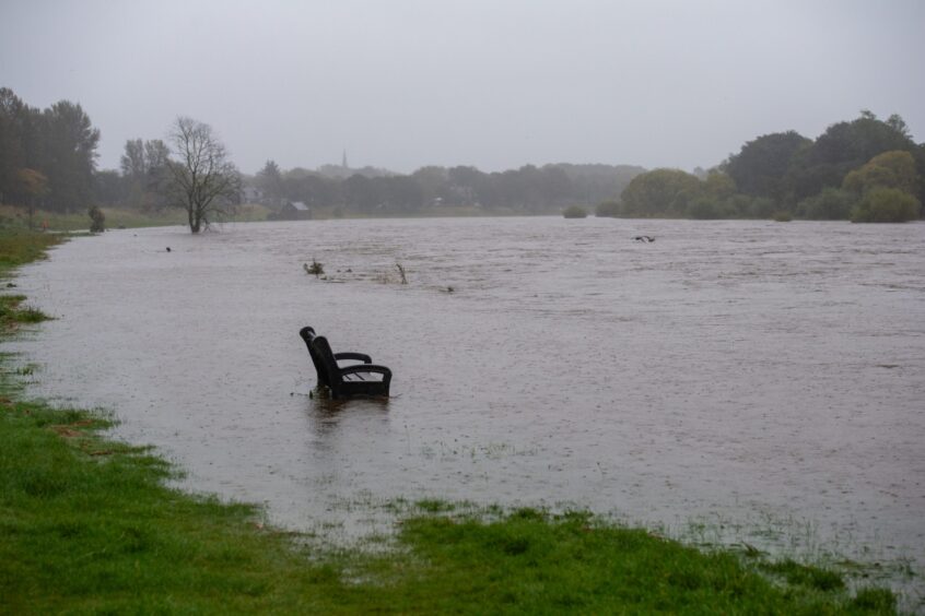 Flooding along River Dee in Aberdeen in October last year.