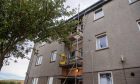 Scaffolding in Balnagask Circle, where Aberdeen City Council workers were inspecting housing amid the huge survey of RAAC-affected homes. Image: Kath Flannery/DC Thomson