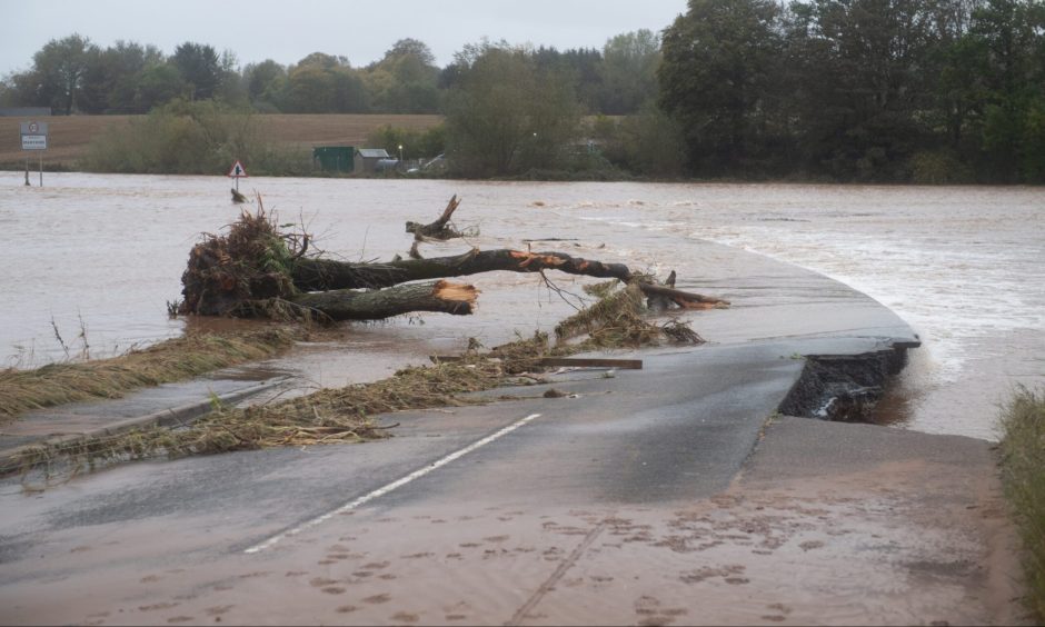 Major flooding at Marykirk, Aberdeenshire.