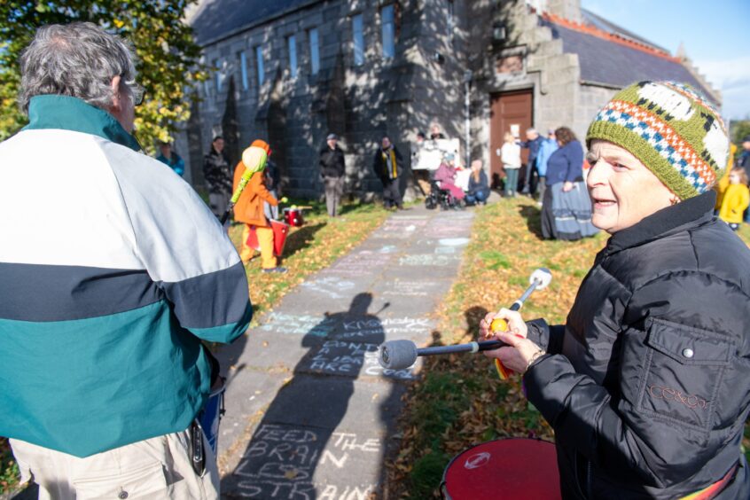 A number of messages were left on the path outside Woodside Library