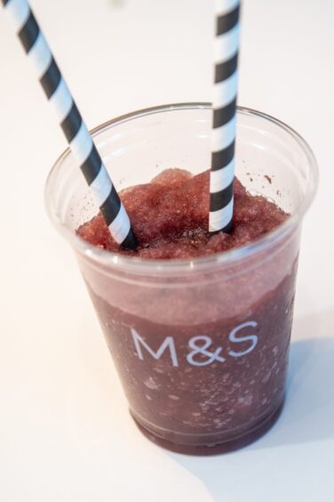 The Percy Pig slushee at the St Nicholas Square M&S cafe in Aberdeen.