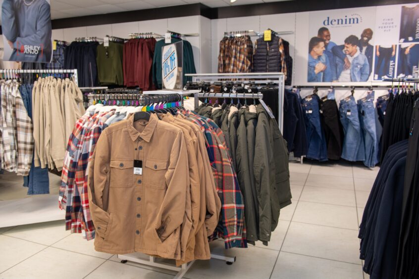 Menswear at the clothing shop.