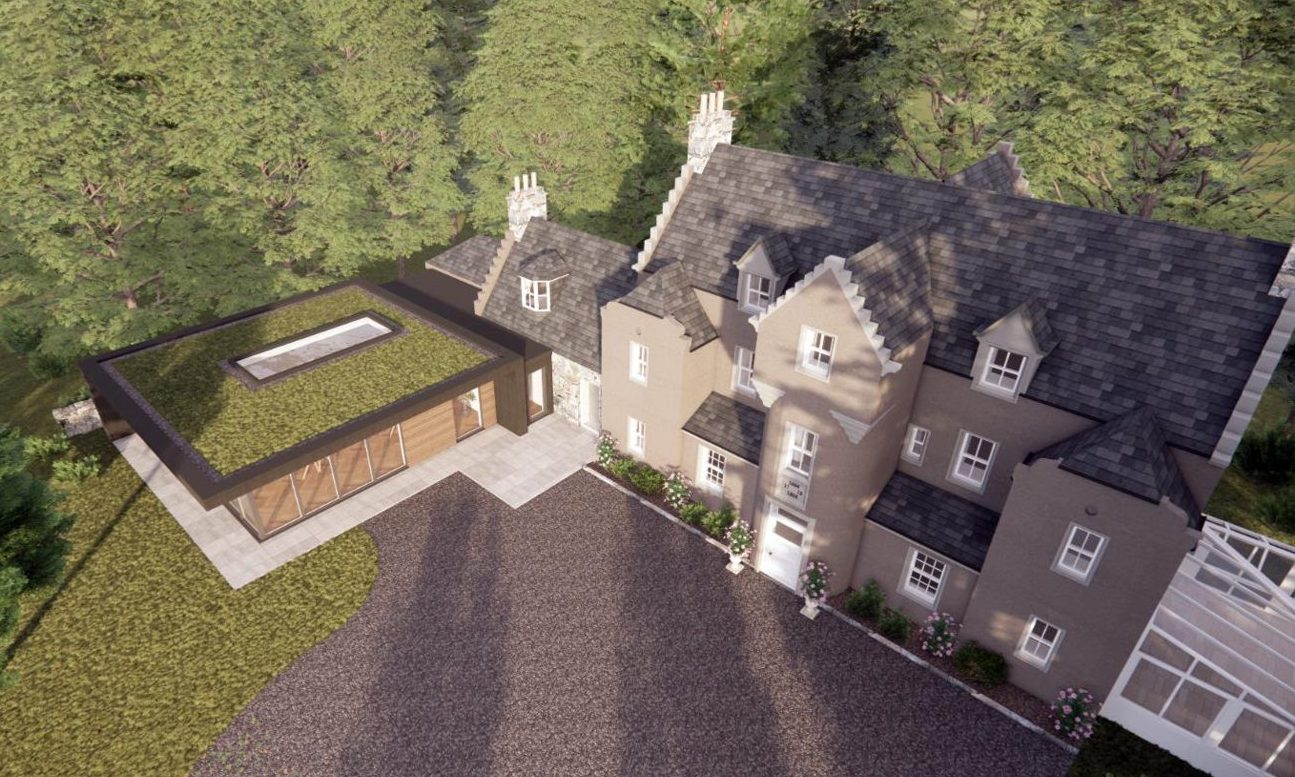 Aerial view of proposed extension for the Aberdeen mansion.