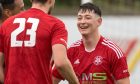 Henry Jordan, right, scored for Lossiemouth in their Highland League win against Strathspey Thistle.