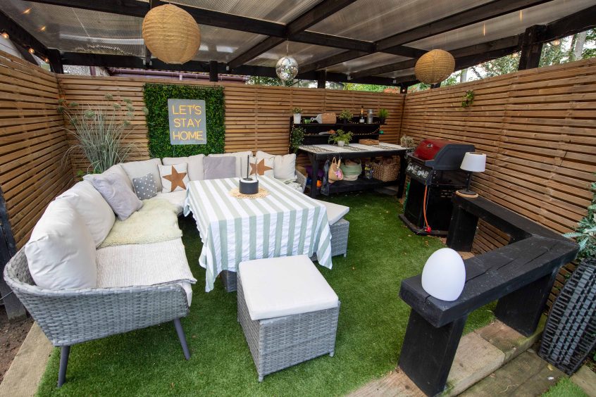 Sitting area in the back garden of the Aberdeen house.