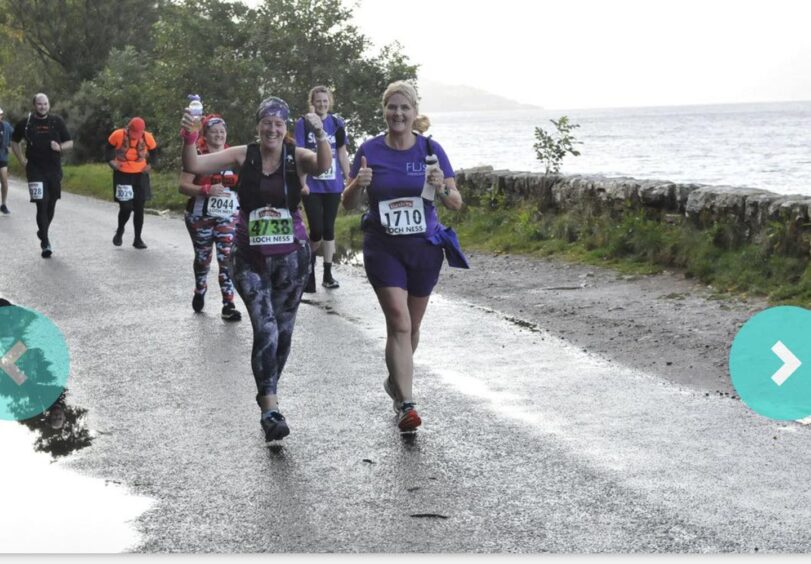 The Aberdeen gran during the last stretch of the Loch Ness Marathon.