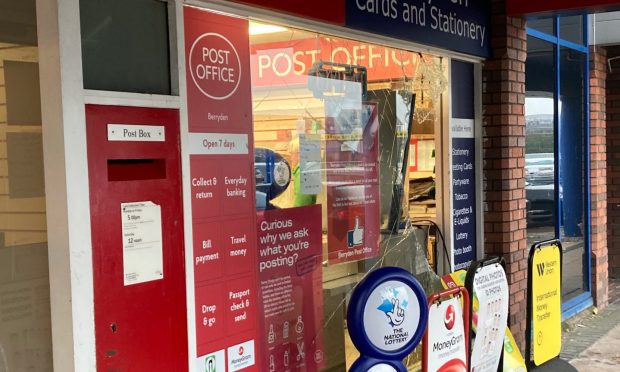 Berryden Post Office after the criminals broke in