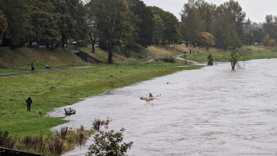 River Dee in Aberdeen flooded.
