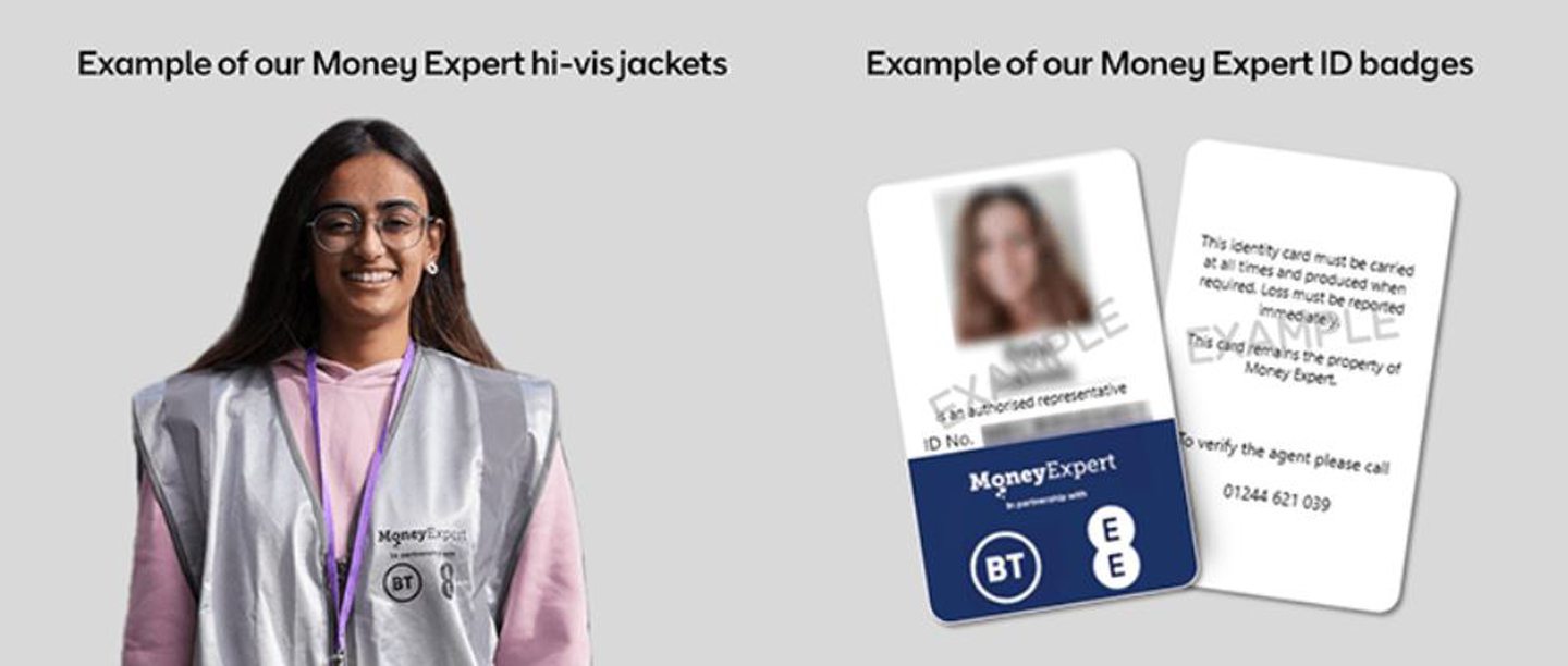 Graphic showing person wearing grey vest and ID badge. 