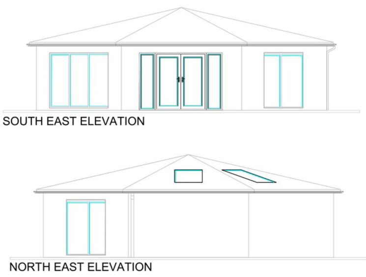 Architectural drawings show plans for the south-east and north-east elevations of the new rehabilitation centre in Alford.