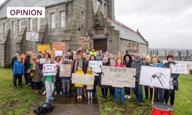 A 'Save Woodside Library' public demonstration