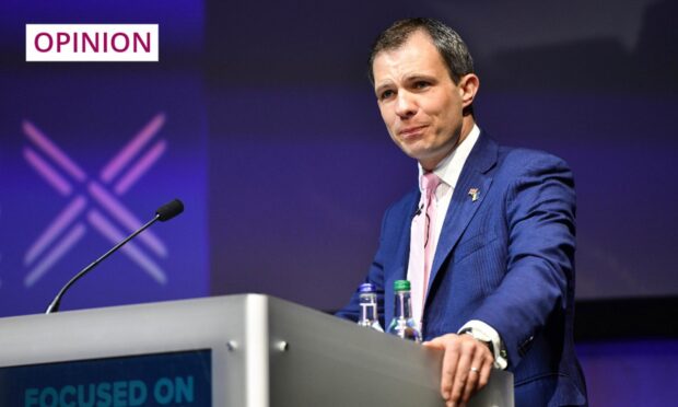 Andrew Bowie MP addresses the 2023 Scottish Conservative Conference (Image: Duncan Bryceland/Shutterstock)