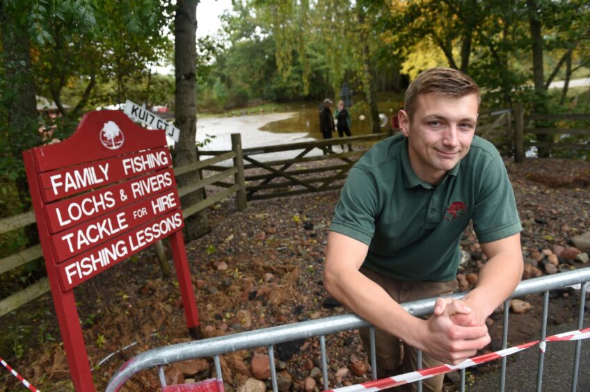 Ollie Mackay, head ranger at Rothiemurchus at Rothiemurchus Fishing which has suffered extensive damage due to floods.
