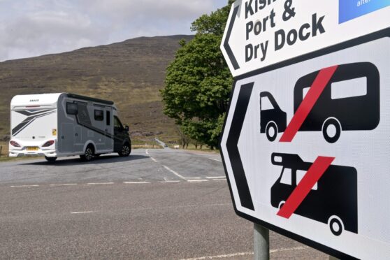These signs prohibiting motorhomes and campervans on the Bealach na Bà are only advisory. Image: Sandy McCook/DC Thomson