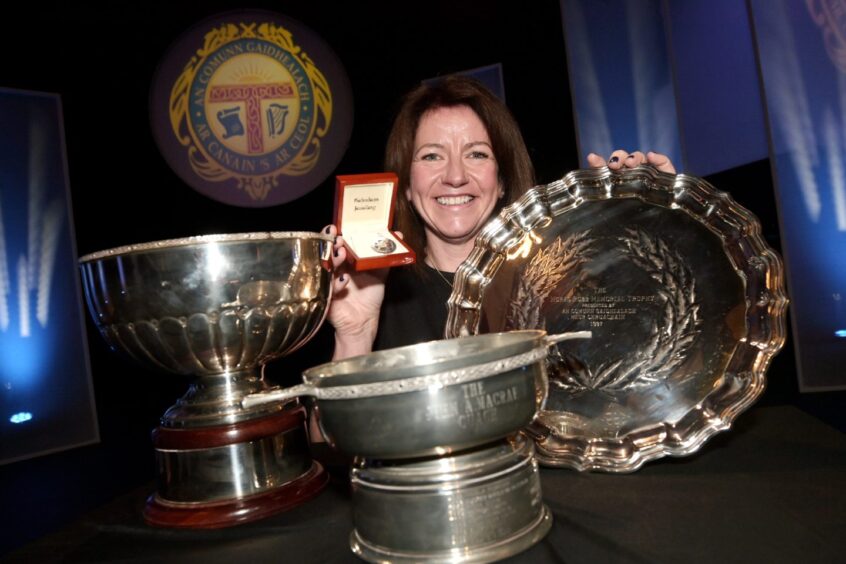 Theresa Irving of Barra, winner of the Silver Pendant, The Catherine Gemmel Memorial Trophy, The Morag Robb Memorial Salver and the John A MacRae Quaich.