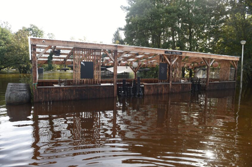 An outdoor business has been left waterlogged by the flash flooods.