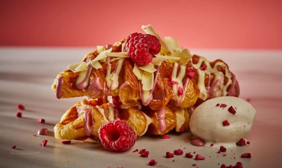 Ruby Chocolate & Raspberry Croffle, Heavenly Desserts signature dessert